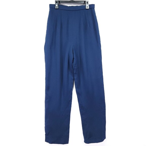 Carolina Herrera Silk Trousers Size 8 Straight leg Flat front Brown Back Zip - Picture 1 of 15